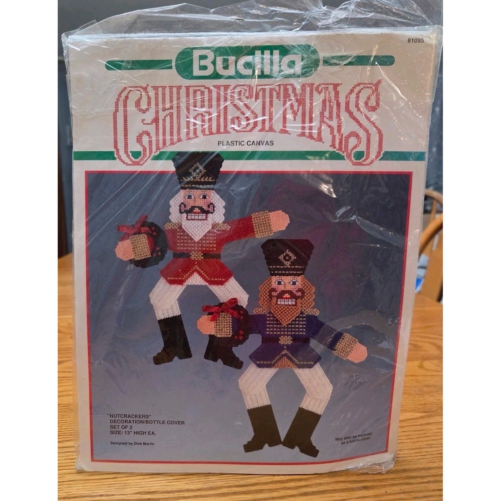 Vintage Bucilla Christmas Nutcracker Ornaments Bottle Cover Kit Set Of 2 #61095